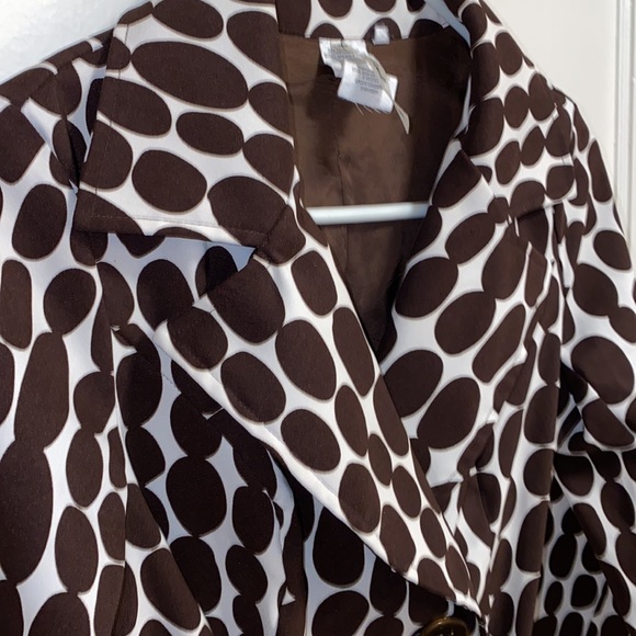 Heart Soul Small White Brown Polka Dot Double Breasted Belted Short Trench Coat - Picture 14 of 14